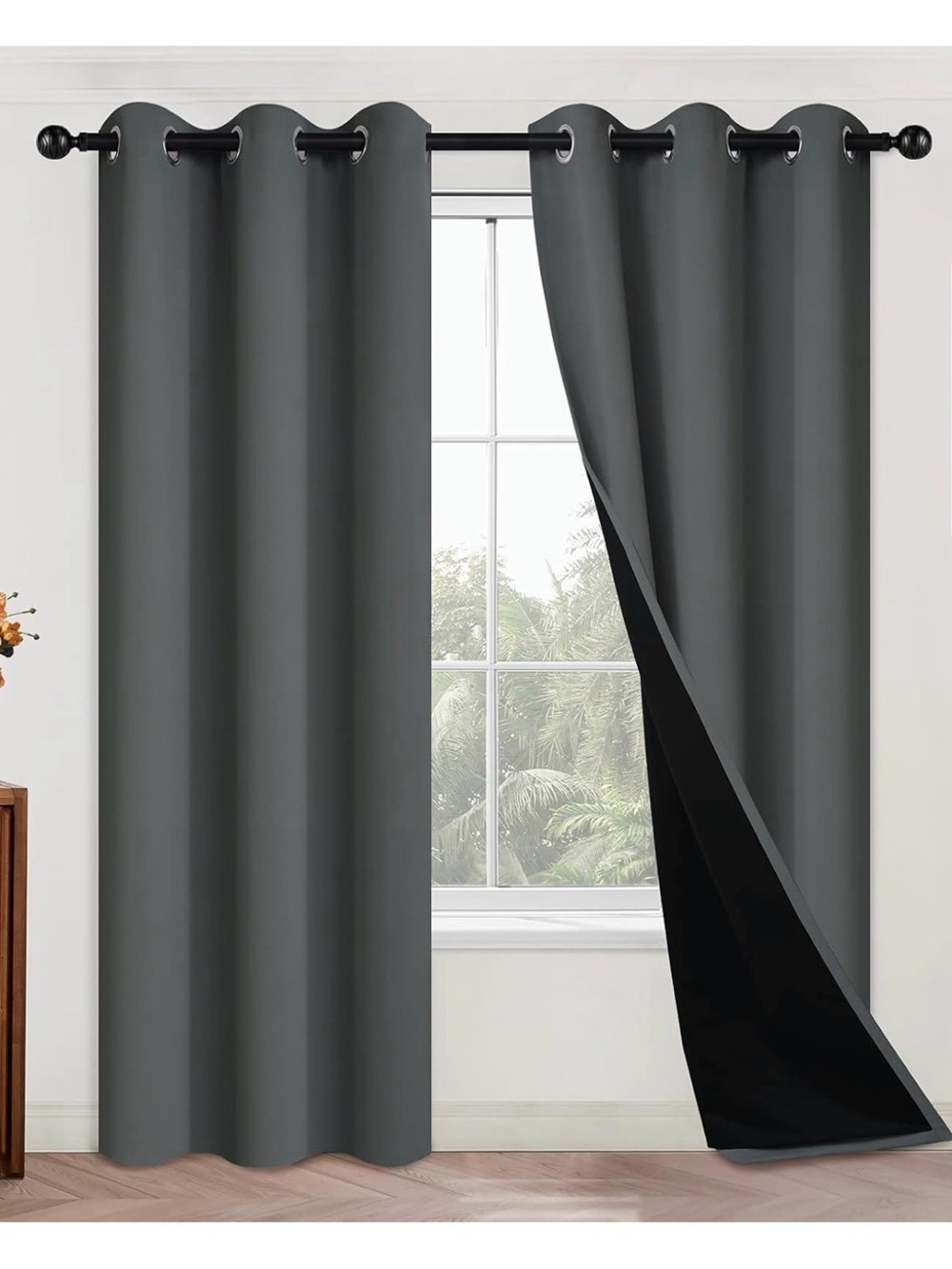 Blackout Grommet Curtain Panel - Charcoal Gray